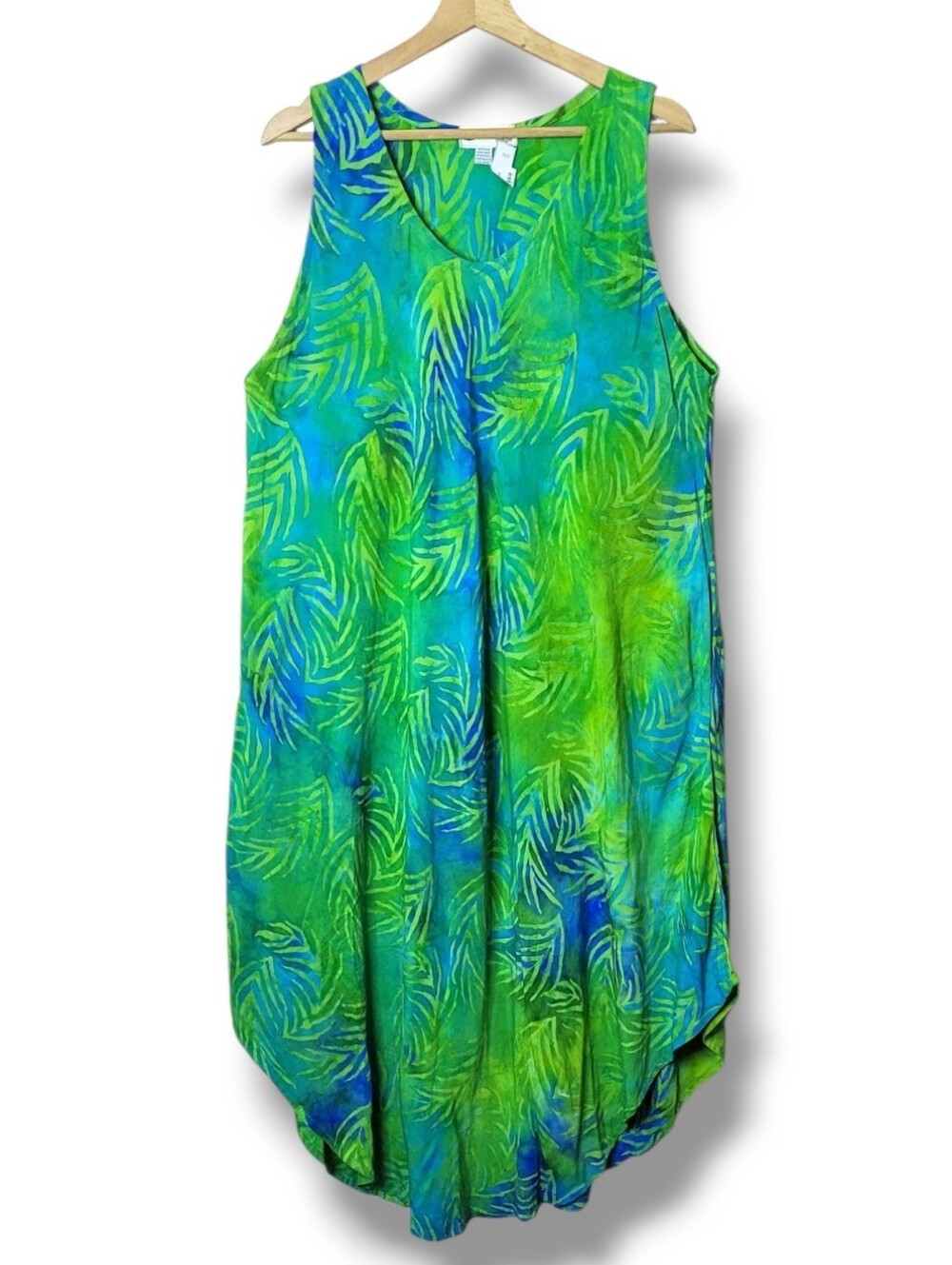 Tangerine Temple Handmade Batik Trapeze Dress Pockets NWT